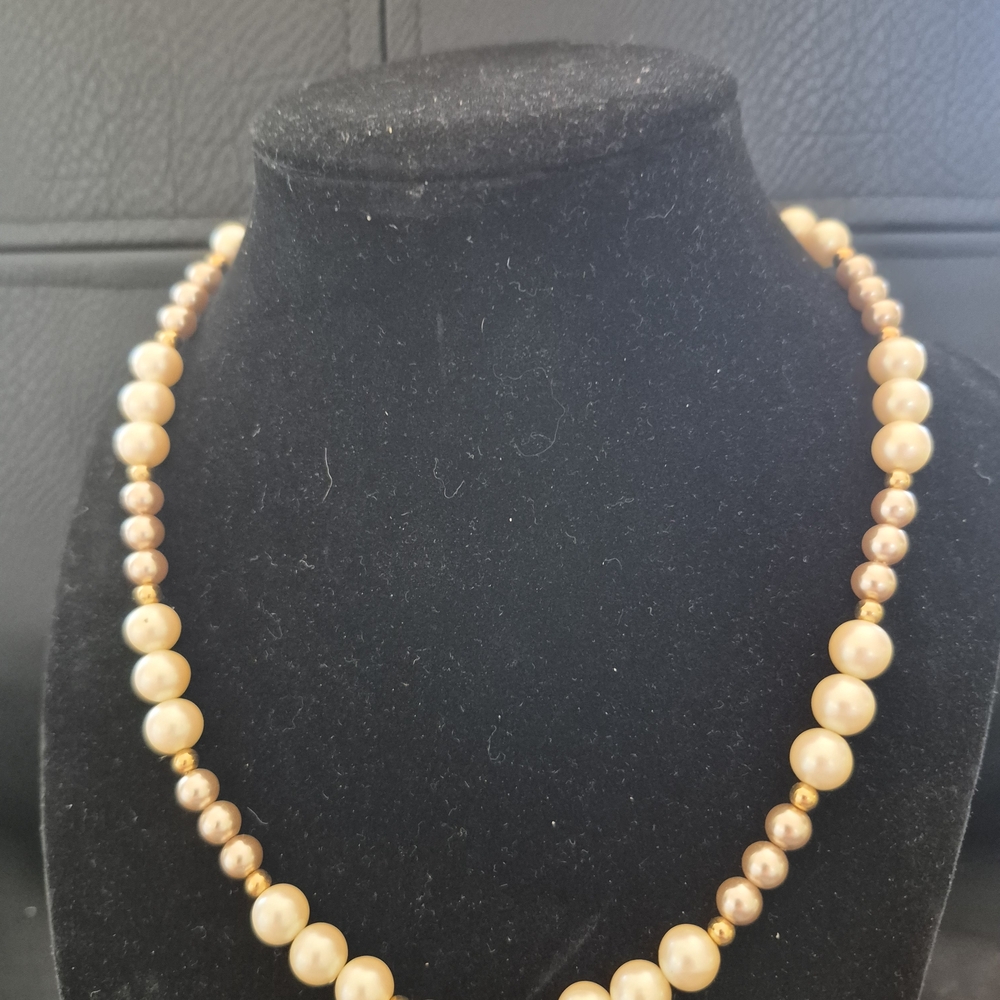 Monet Gold and Cream Pearl Necklace